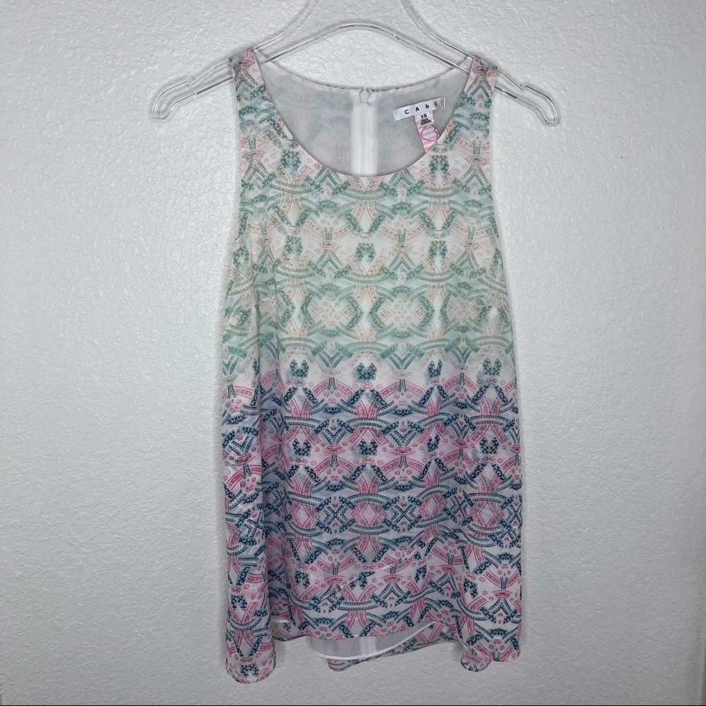 CAbi Heart of CAbi Mosaic Print Top Tank Blouse Size XS Style #250